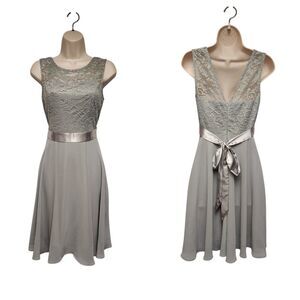 Bery Love Women's Floral Lace Fit & Flare Skater Mini Short Dress Color Gray SM